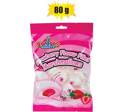 STRAWBERRY FLAVOUR FILLED MARSHMALLOWS 80G