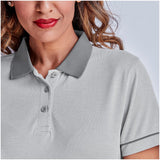 Ladies Oxford Weave Design Golf Shirt - Light Grey