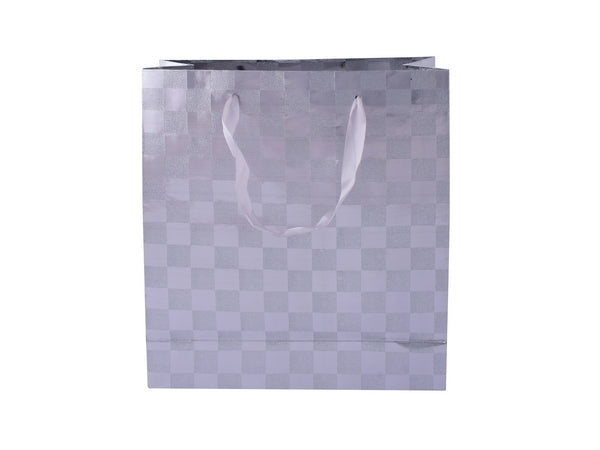 Silver Check Gift Bag 20cm