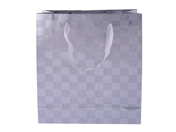 Silver Check Gift Bag 27cm