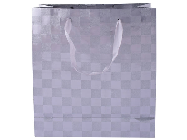 Silver Check Gift Bag 34cm