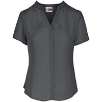 Ladies Short Sleeve Mandarin Collar Blouse