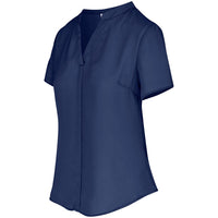 Ladies Short Sleeve Mandarin Collar Blouse