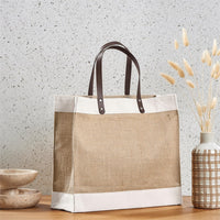 Okiyo Structured Natural Jute & Cotton Tote Bag