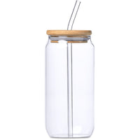 Okiyo Borosilicate Bamboo Drinking Glass & Straw 500ml