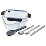 Refine & Dine Glass Lunch Box & Cutlery Set