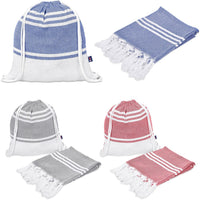 Mermerli Cotton-Rich Beach Towel & Drawstring Bag