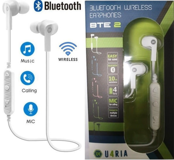U4RIA In Ear Bluetooth BTE 2 Sport Earphones with Microphone