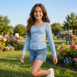 Girls Long Sleeve Cotton Fashion Tee
