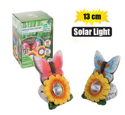 SOLAR LIGHT BUTTERFLY-ON-FLOWER 13CM