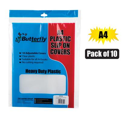 BOOK COVER PLASTIC ADJUSTABLE A4 PACK OF 10