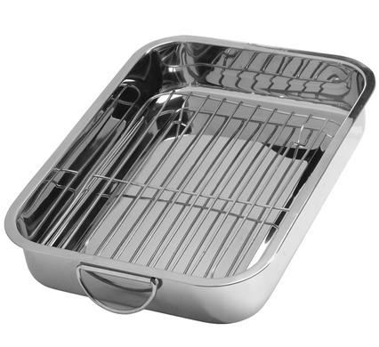 BBQ Baking Tray Stainless Steel with Grill 35cm