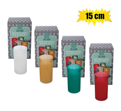 ARTIFICIAL CANDLE IN GLASS HOLDER