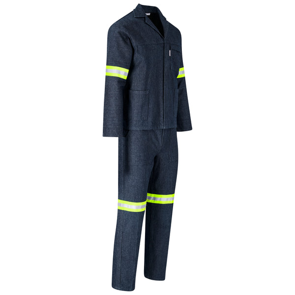 Denim 2pc Overall Conti Suit With Reflective