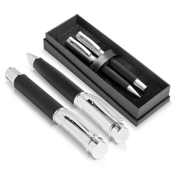 Alex Varga Volans Ball Pen & Rollerball Set - Black