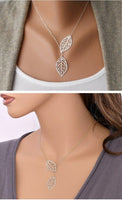 Two Leaf Pendants Necklace Chain