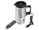 Coffee-Time Double-Wall Travel Mug - 450ml (Heat via USB or car lighter)