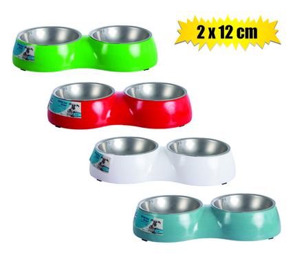 Pet Dog/Cat Bowl Plastic and Stainless Steel 12cm Double